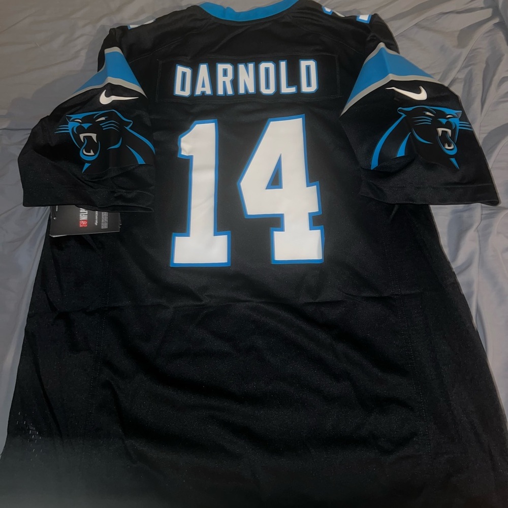 Rare Sam Darnold Carolina Panthers #14 Home Black Game Jersey Men’s XL